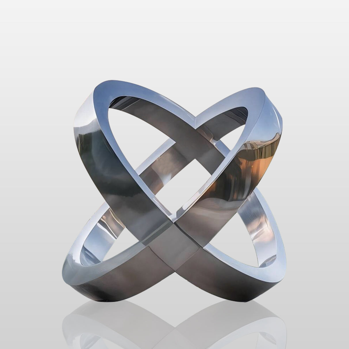 PREMIER Double Ring Sculpture Stainless Steel Contemporary Outdoor Sculpture PSSS-097-Stainless Steel Sculpture-PREMIER SCULPTURE