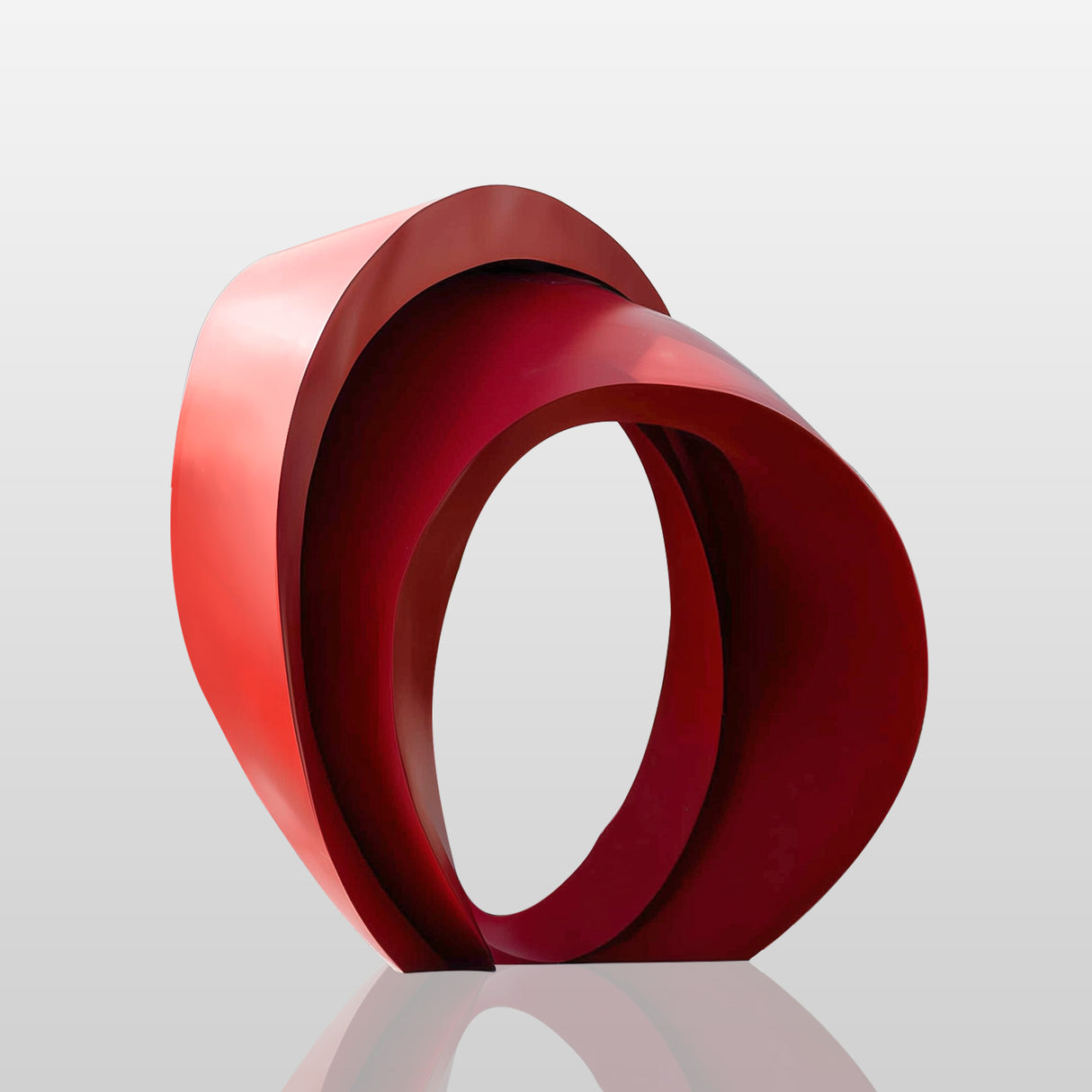 PREMIER Abstract Sculpture with Red Stainless Steel Finish Contemporary Ring Design for Courtyards and Villas PSSS-112-Stainless Steel Sculpture-PREMIER SCULPTURE