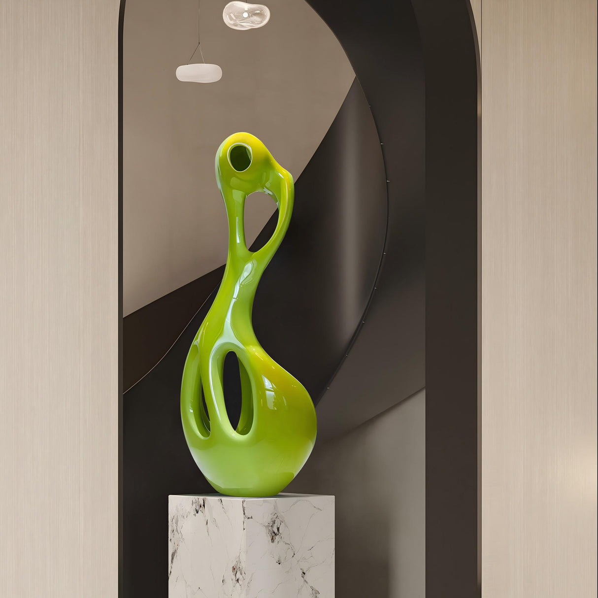 PREMIER Green Abstract Sculpture with Modern Design for Interiors and Public Spaces PSSS-129-Stainless Steel Sculpture-PREMIER SCULPTURE