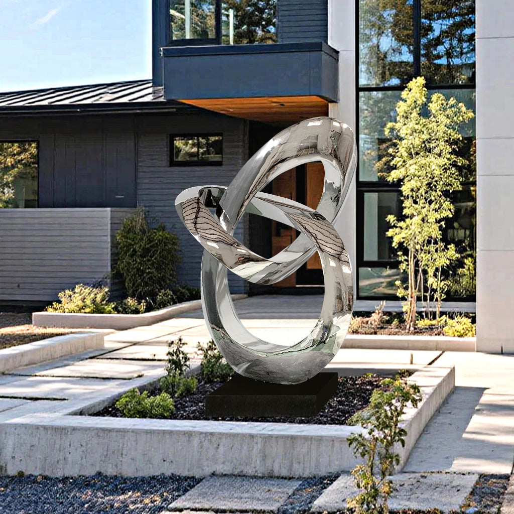 PREMIER Intertwined Stainless Steel Sculpture Modern Outdoor Mirror Art PSSS-081-Stainless Steel Sculpture-PREMIER SCULPTURE