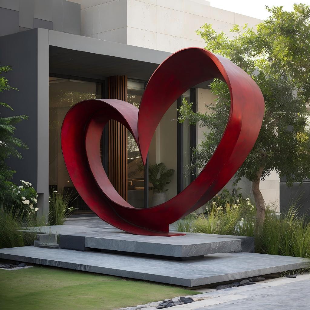 PREMIER Metal Sculpture with Heart Shape Design for Outdoor Luxury Villa, Landscape and High-end Resort Garden PSSS-113-Stainless Steel Sculpture-PREMIER SCULPTURE