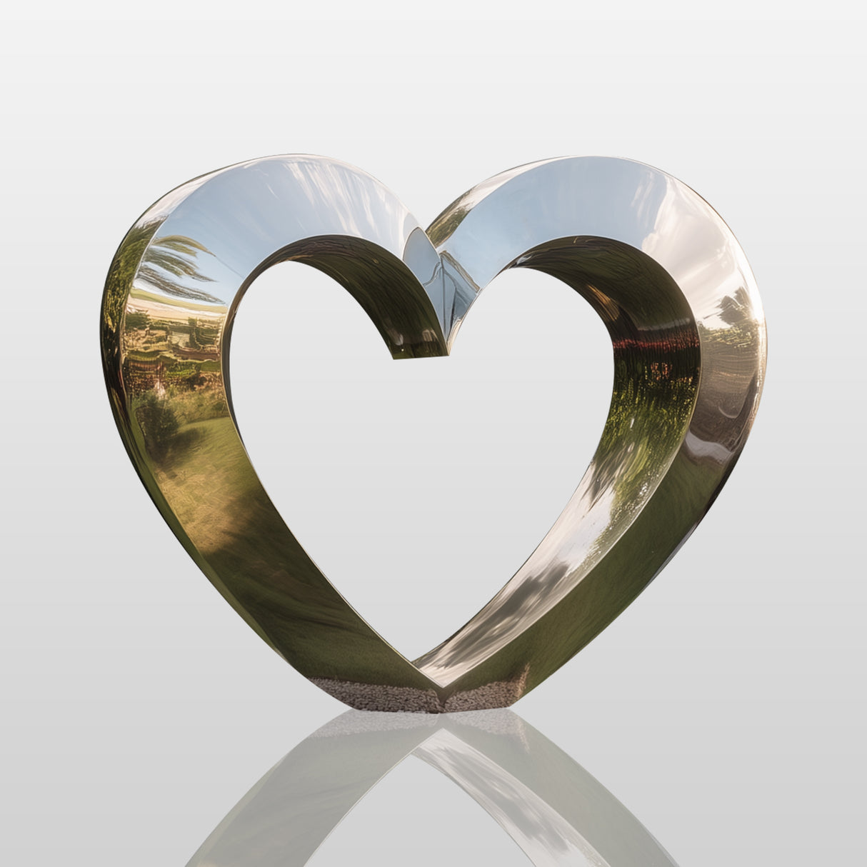 PREMIER Mirror Polished Stainless Steel Heart Sculpture for Romantic Garden PSSS-089-Stainless Steel Sculpture-PREMIER SCULPTURE