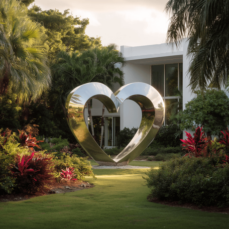 PREMIER Mirror Polished Stainless Steel Heart Sculpture for Romantic Garden PSSS-089-Stainless Steel Sculpture-PREMIER SCULPTURE