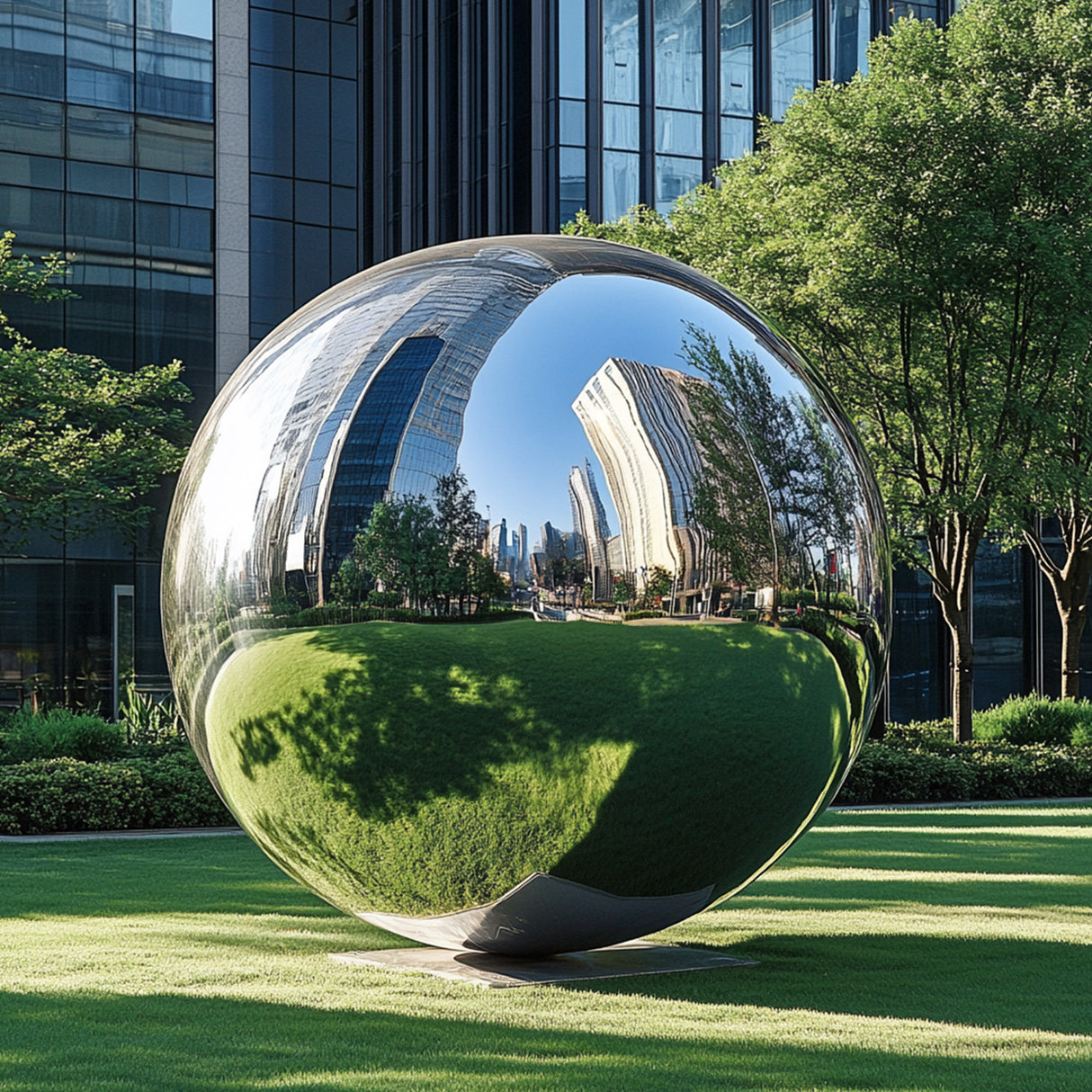 PREMIER Mirror Polished Steel Sphere Modern Outdoor Landmark Sculpture PSSS-077-Stainless Steel Sculpture-PREMIER SCULPTURE