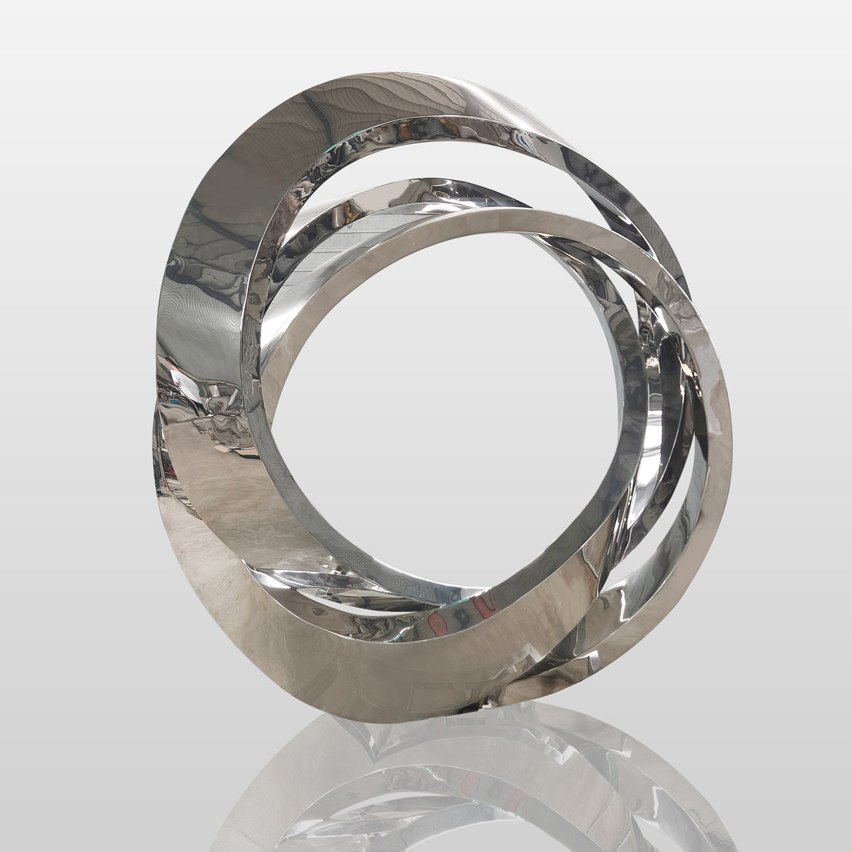 PREMIER Large Modern Mirror Ring Sculpture Stainless Steel City Art Custom Sculpture PSLSS-012-Stainless Steel Sculpture-PREMIER SCULPTURE