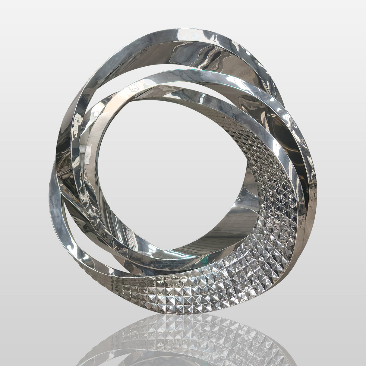 PREMIER Large Modern Mirror Ring Sculpture Stainless Steel City Art Custom Sculpture PSLSS-012-Stainless Steel Sculpture-PREMIER SCULPTURE