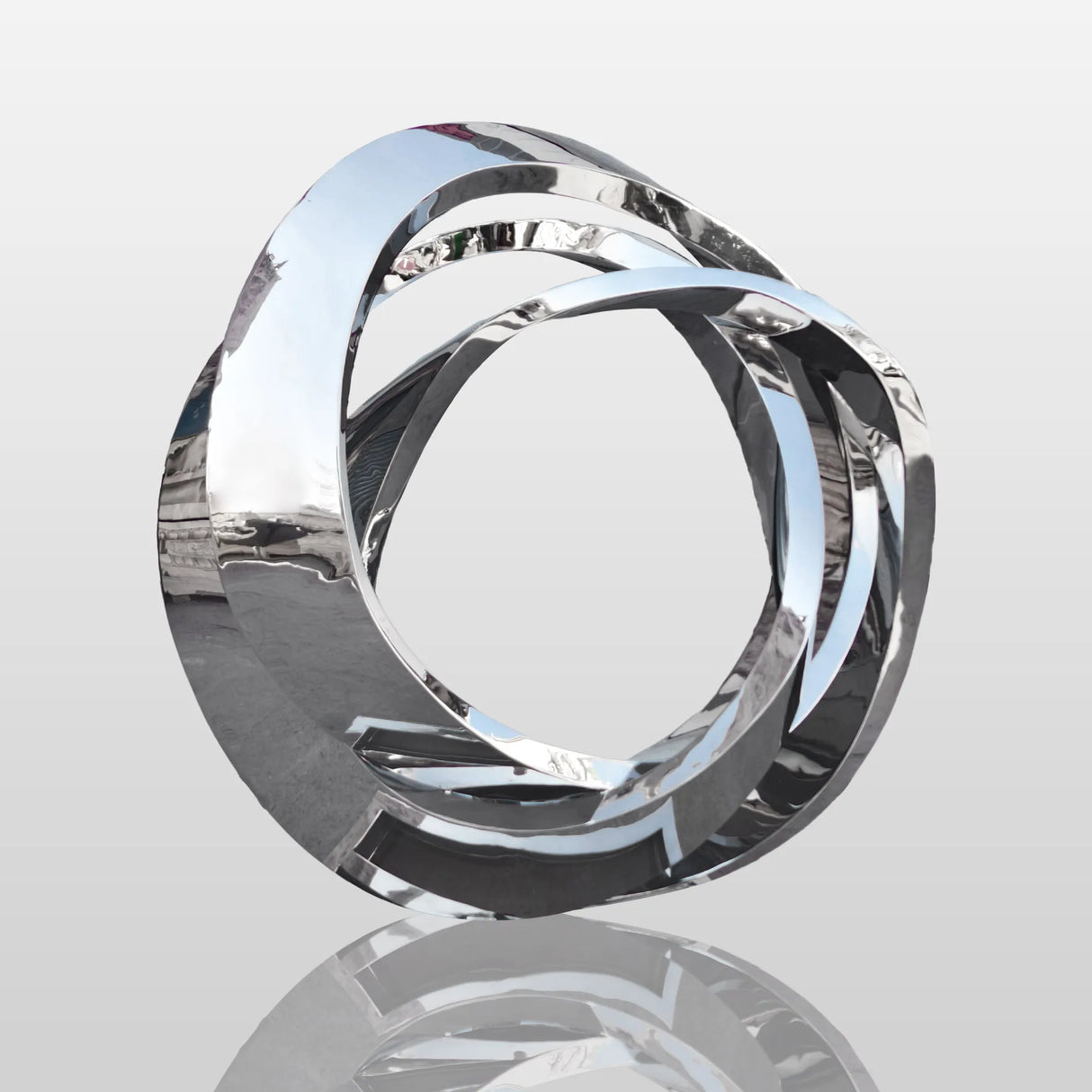 PREMIER Large Modern Mirror Ring Sculpture Stainless Steel City Art Custom Sculpture PSLSS-012-Stainless Steel Sculpture-PREMIER SCULPTURE