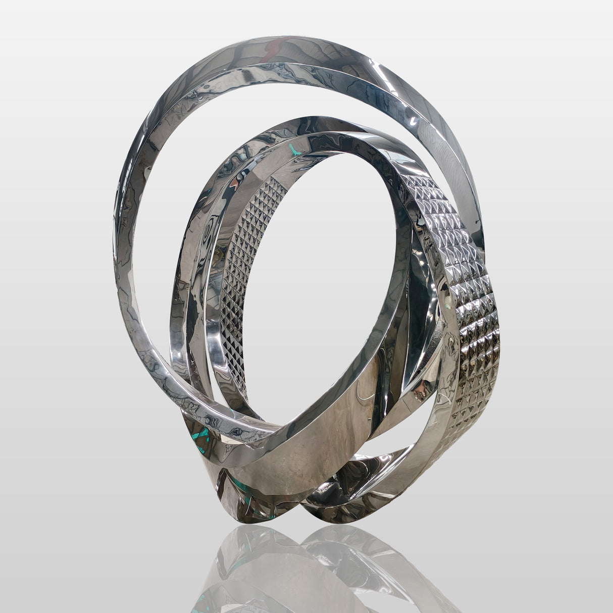 PREMIER Large Modern Mirror Ring Sculpture Stainless Steel City Art Custom Sculpture PSLSS-012-Stainless Steel Sculpture-PREMIER SCULPTURE