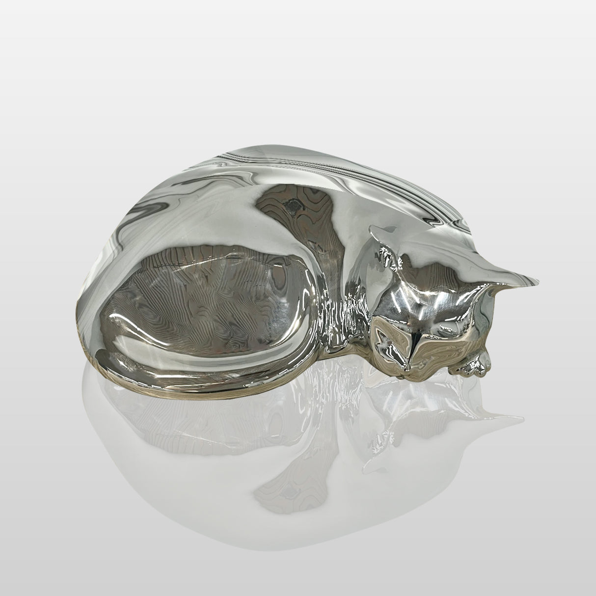 PREMIER Outdoor Sleeping Cat Statue Modern Metal Sculpture for Garden, Patio, or Lawn Decor PSSS-090-Stainless Steel Sculpture-PREMIER SCULPTURE