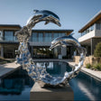 PREMIER Modern Dolphin Statue Stainless Steel Sculpture for Poolside, Yacht Deck, and Coastal Villas PSSS-109-Stainless Steel Sculpture-PREMIER SCULPTURE