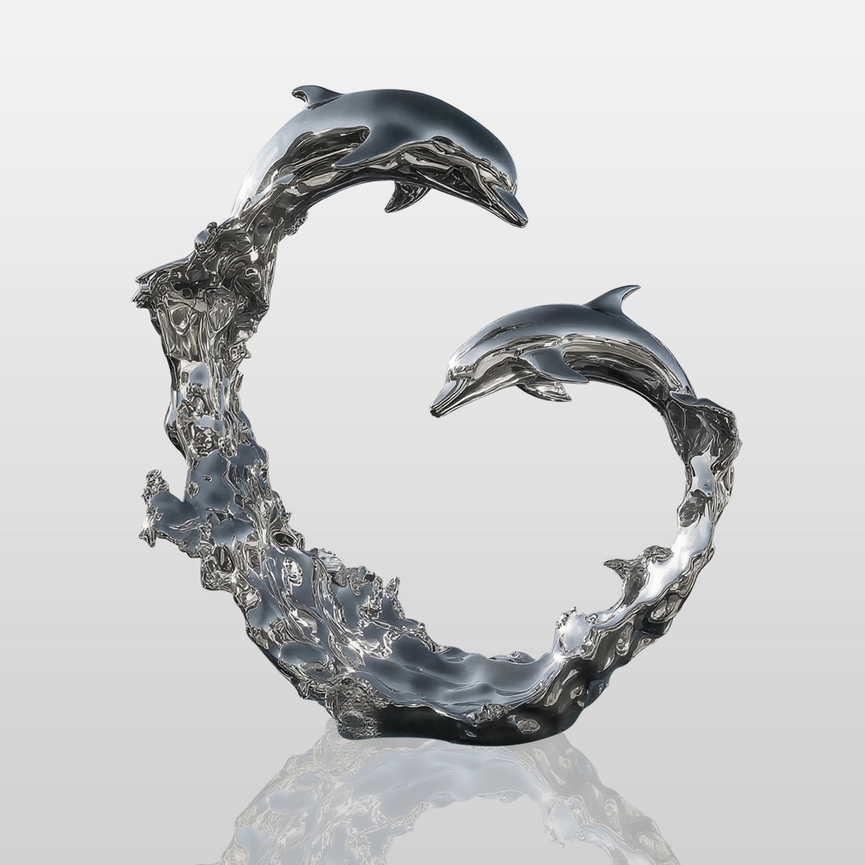 PREMIER Modern Dolphin Statue Stainless Steel Sculpture for Poolside, Yacht Deck, and Coastal Villas PSSS-109-Stainless Steel Sculpture-PREMIER SCULPTURE