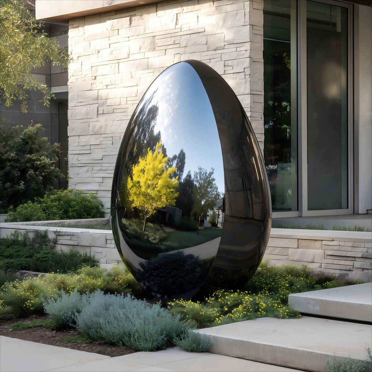 PREMIER Modern Egg Shape Sculpture Outdoor Stainless Steel Sculpture for Villa residence PSSS-114-Stainless Steel Sculpture-PREMIER SCULPTURE