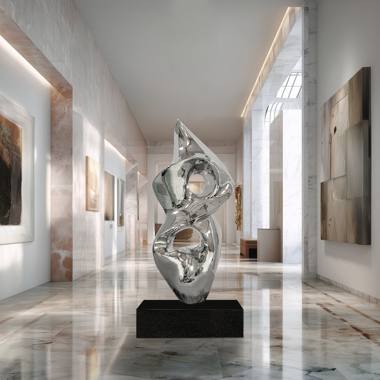 PREMIER Polished Abstract Sculpture Modern Indoor Art Sculpture for Galleries, Hotels & Luxury Residences PSSS-093-Stainless Steel Sculpture-PREMIER SCULPTURE