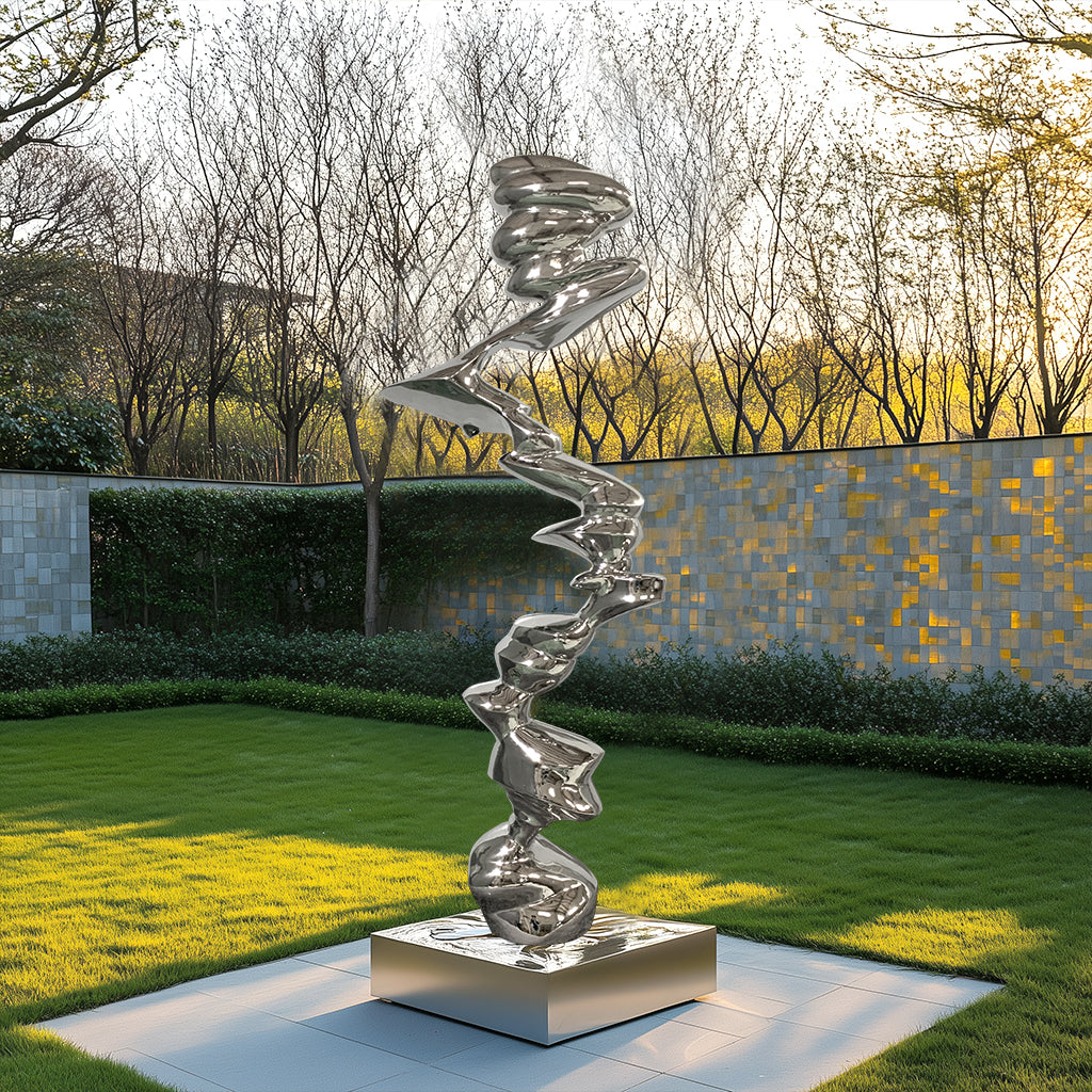 PREMIER Ripple Form Sculpture Stainless Steel Outdoor Sculpture for Luxury Homes PSSS-082-Stainless Steel Sculpture-PREMIER SCULPTURE