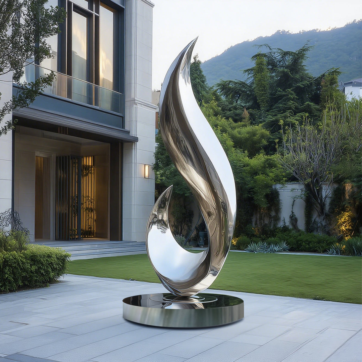 PREMIER Stainless Steel Sculpture with Modernist Design for Contemporary Courtyards or Luxury Exteriors PSSS-117-Stainless Steel Sculpture-PREMIER SCULPTURE