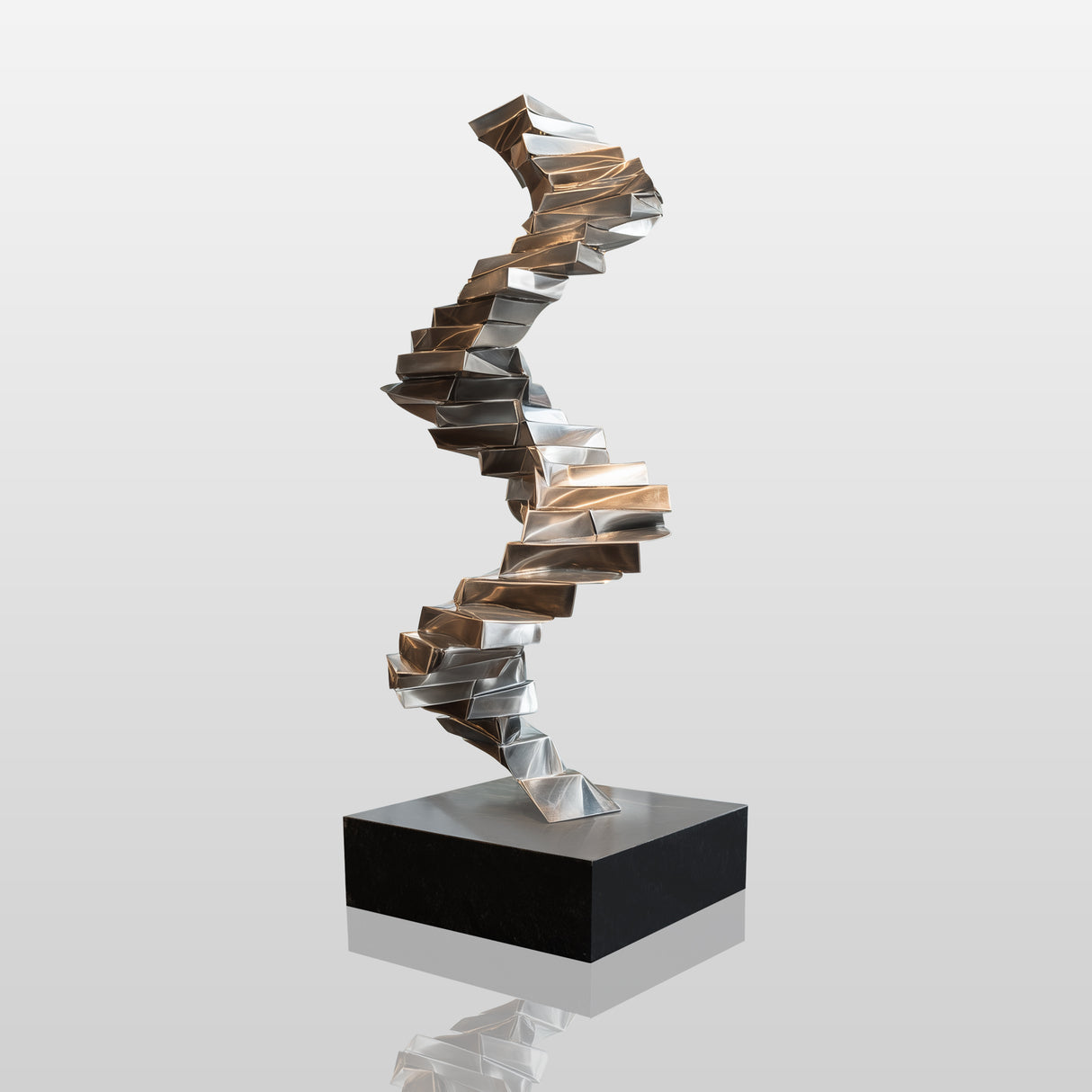 PREMIER Stainless Steel Spiral Sculpture Helix Stacking Blocks Sculpture for Modern Interiors PSSS-106-Stainless Steel Sculpture-PREMIER SCULPTURE