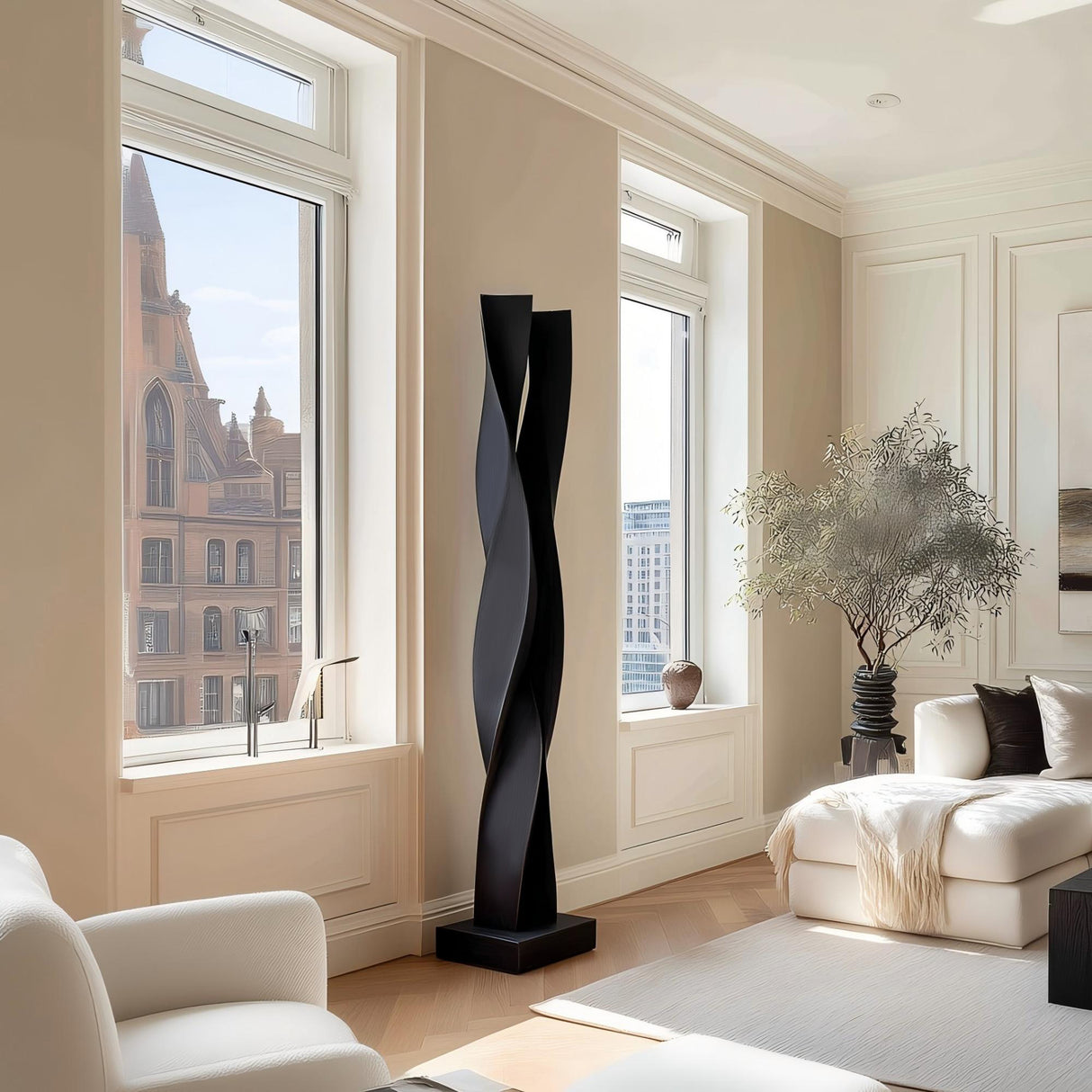 PREMIER Vertical Twist Sculpture Black Modern Indoor Floor Sculpture for Living Rooms & Interiors PSSS-105-Stainless Steel Sculpture-PREMIER SCULPTURE