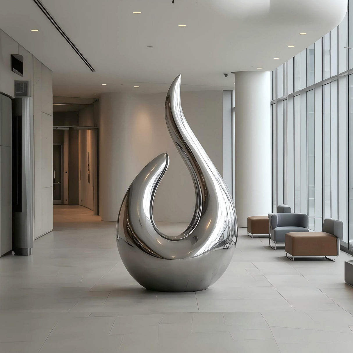PREMIER Mirror Polished Abstract Sculpture Contemporary Interior Sculpture for Lobbies, Atriums PSSS-108-Stainless Steel Sculpture-PREMIER SCULPTURE