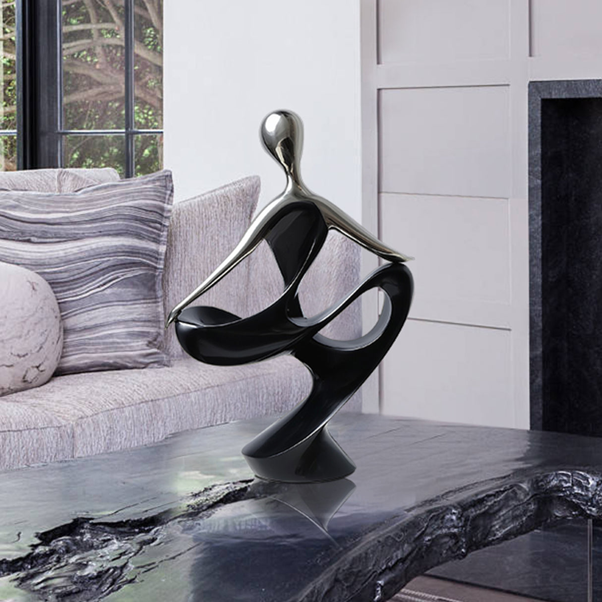 PREMIER Modern Polished Stainless Steel Sculpture of Abstract Dancer for Interior Designers, Art Collectors and Luxury Homeowners PSSS-126-Stainless Steel Sculpture-PREMIER SCULPTURE