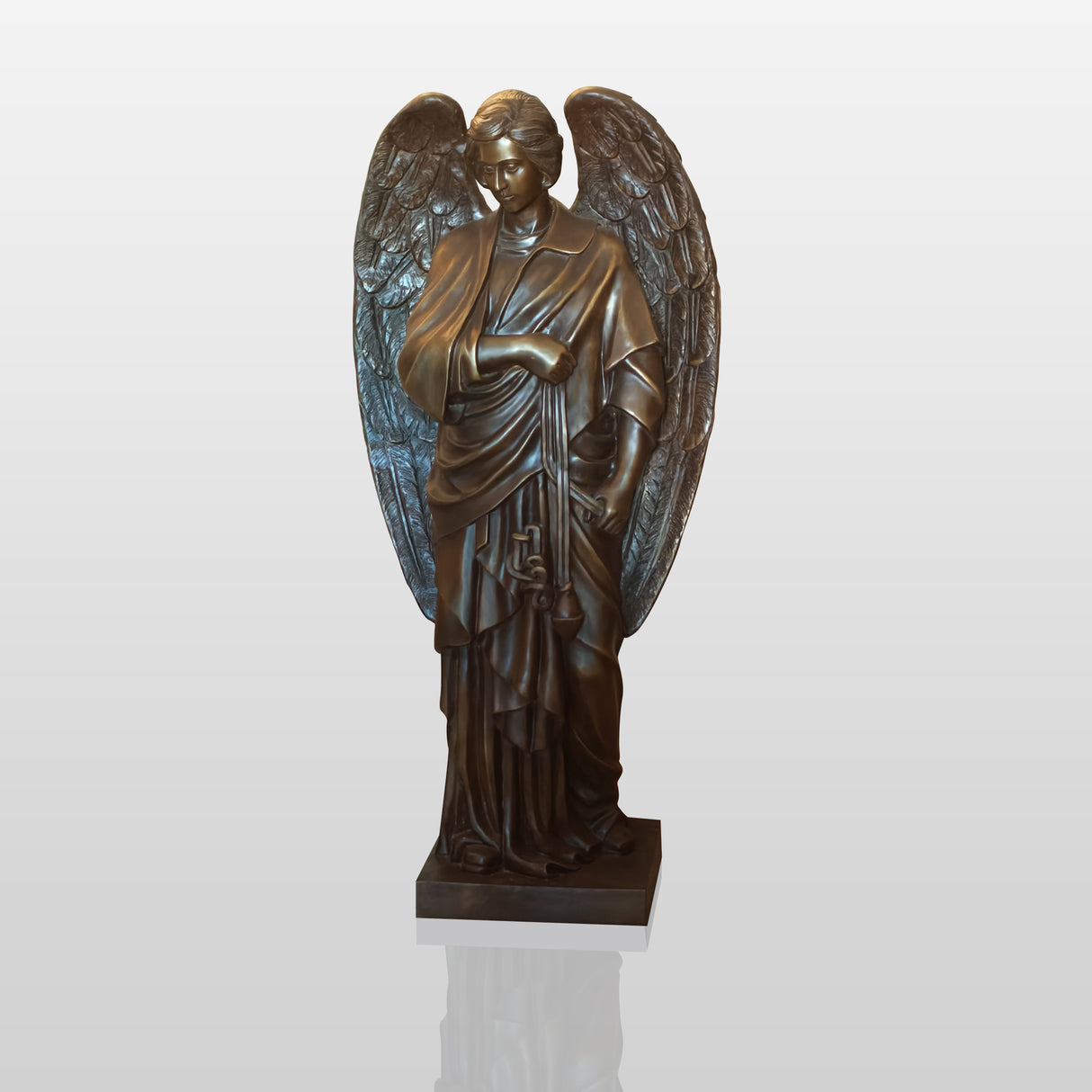 PREMIER Religious Bronze Statue Sculpture of Angel for Church Interior, Memorial Garden and Private Prayer Room PSB-091-Bronze Sculpture-PREMIER SCULPTURE