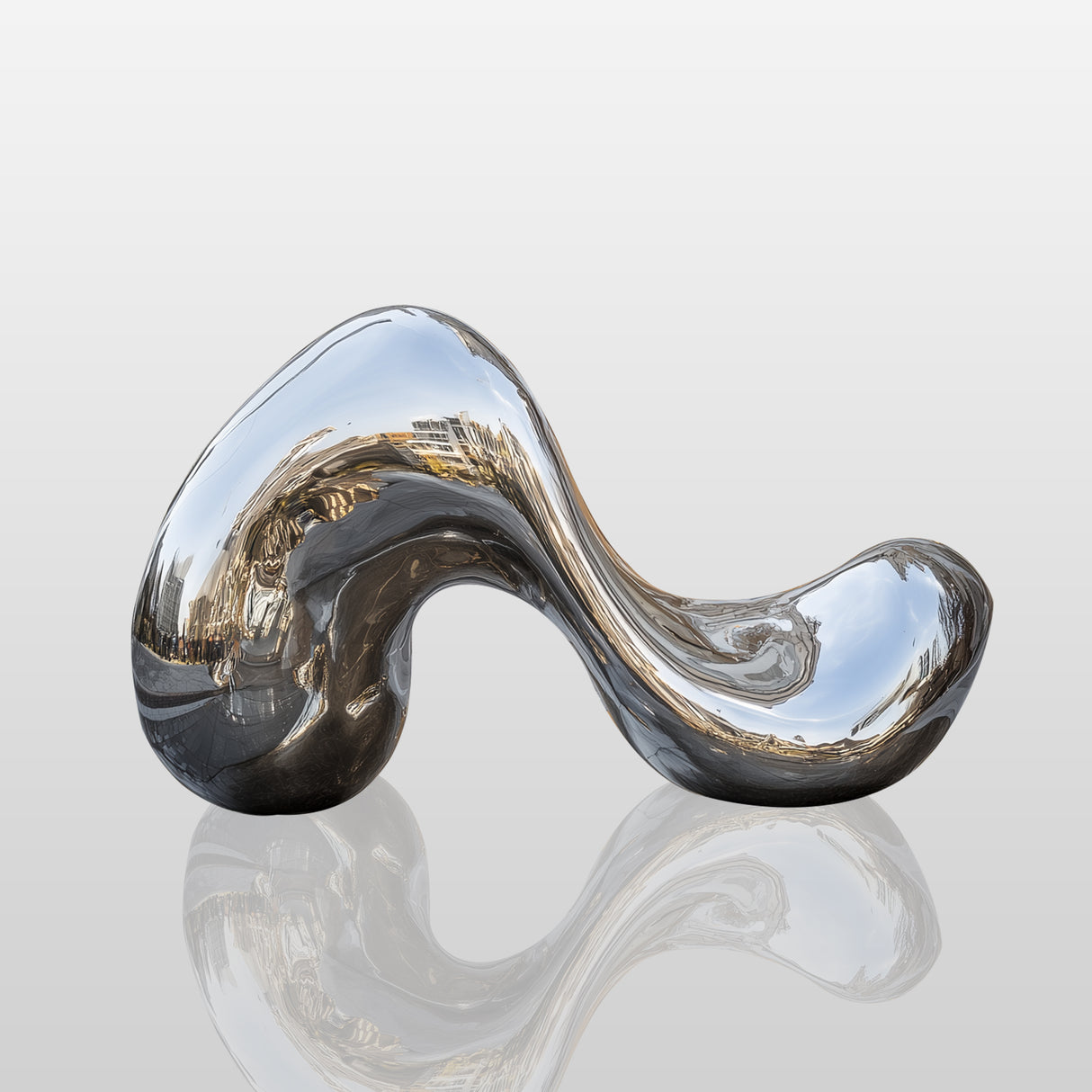 PREMIER Abstract flowing stainless steel sculpture in Mirror-Polished Spatial Design for Urban Business District PSSS-123-Stainless Steel Sculpture-PREMIER SCULPTURE
