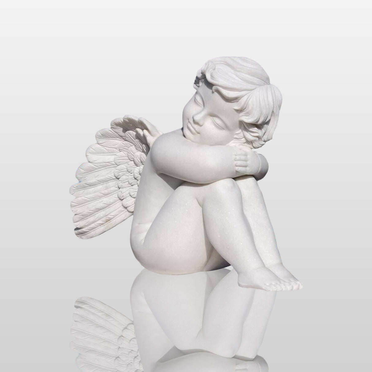 PREMIER Garden Angel Sculpture White Marble Sleeping Cherub PSM-041-Marble sculpture-PREMIER SCULPTURE