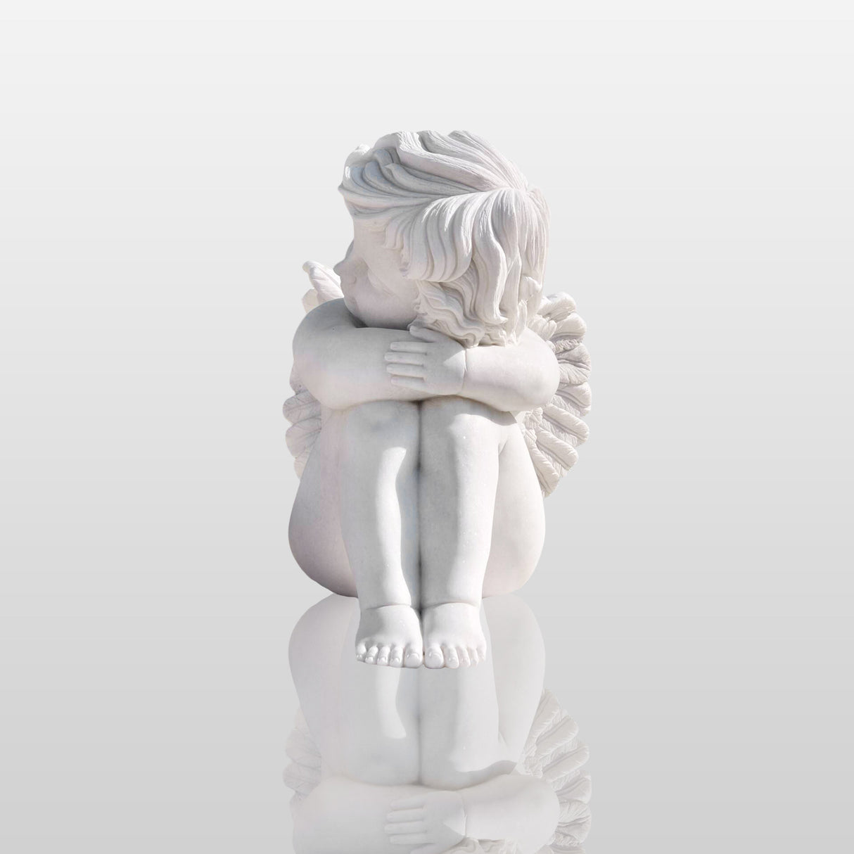 PREMIER Garden Angel Sculpture White Marble Sleeping Cherub PSM-041-Marble sculpture-PREMIER SCULPTURE