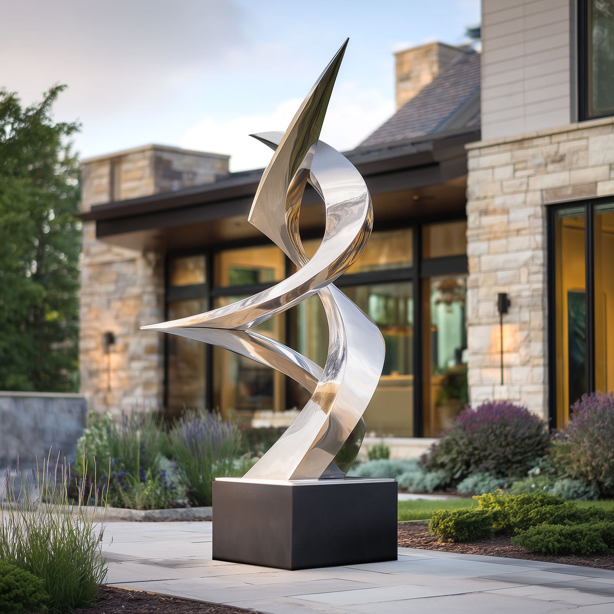 PREMIER Dynamic Twist Stainless Steel Sculpture for Luxury Hotels and Commercial Landscapes PSSS-131-Stainless Steel Sculpture-PREMIER SCULPTURE