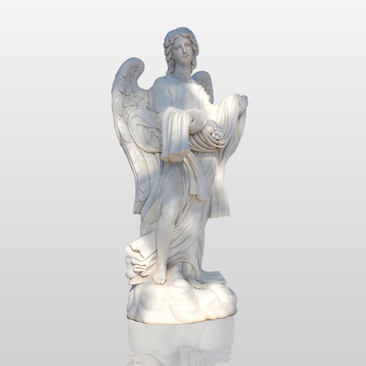 PREMIER Elegant Marble Angel Statue for Gardens, Courtyards, and Religious Spaces PSM-074-Marble sculpture-PREMIER SCULPTURE