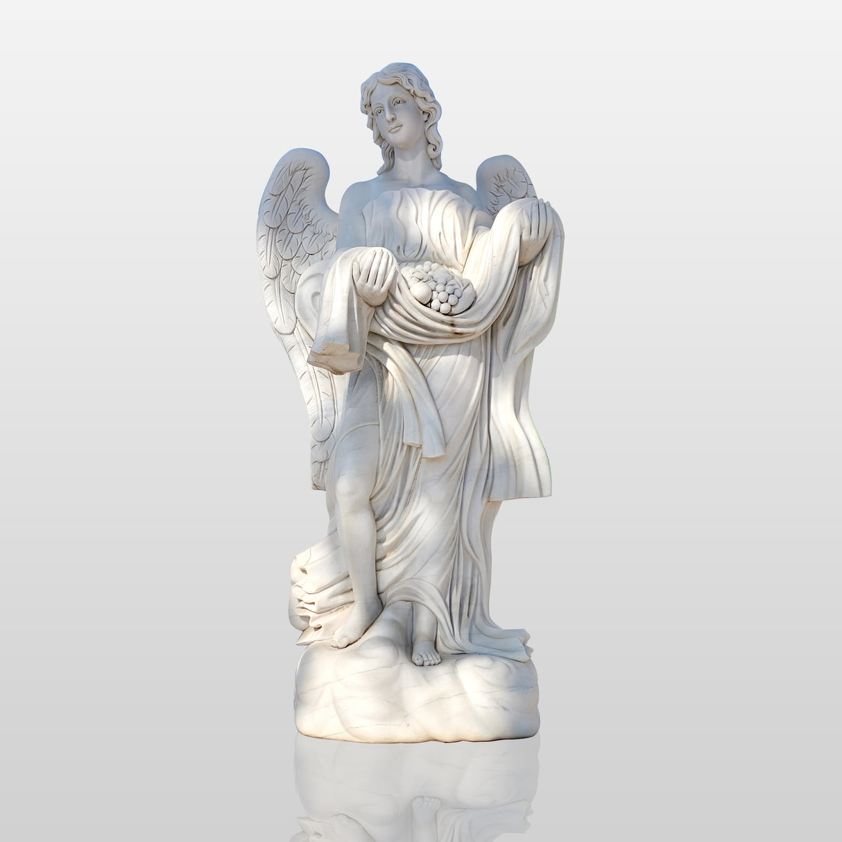PREMIER Elegant Marble Angel Statue for Gardens, Courtyards, and Religious Spaces PSM-074-Marble sculpture-PREMIER SCULPTURE