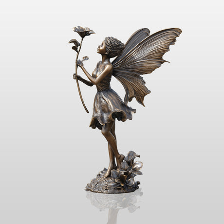 PREMIER Enchanting Bronze Fairy Statue for Outdoor Garden, Pond, Courtyards and Landscaped Estates PSB-093-Bronze Sculpture-PREMIER SCULPTURE