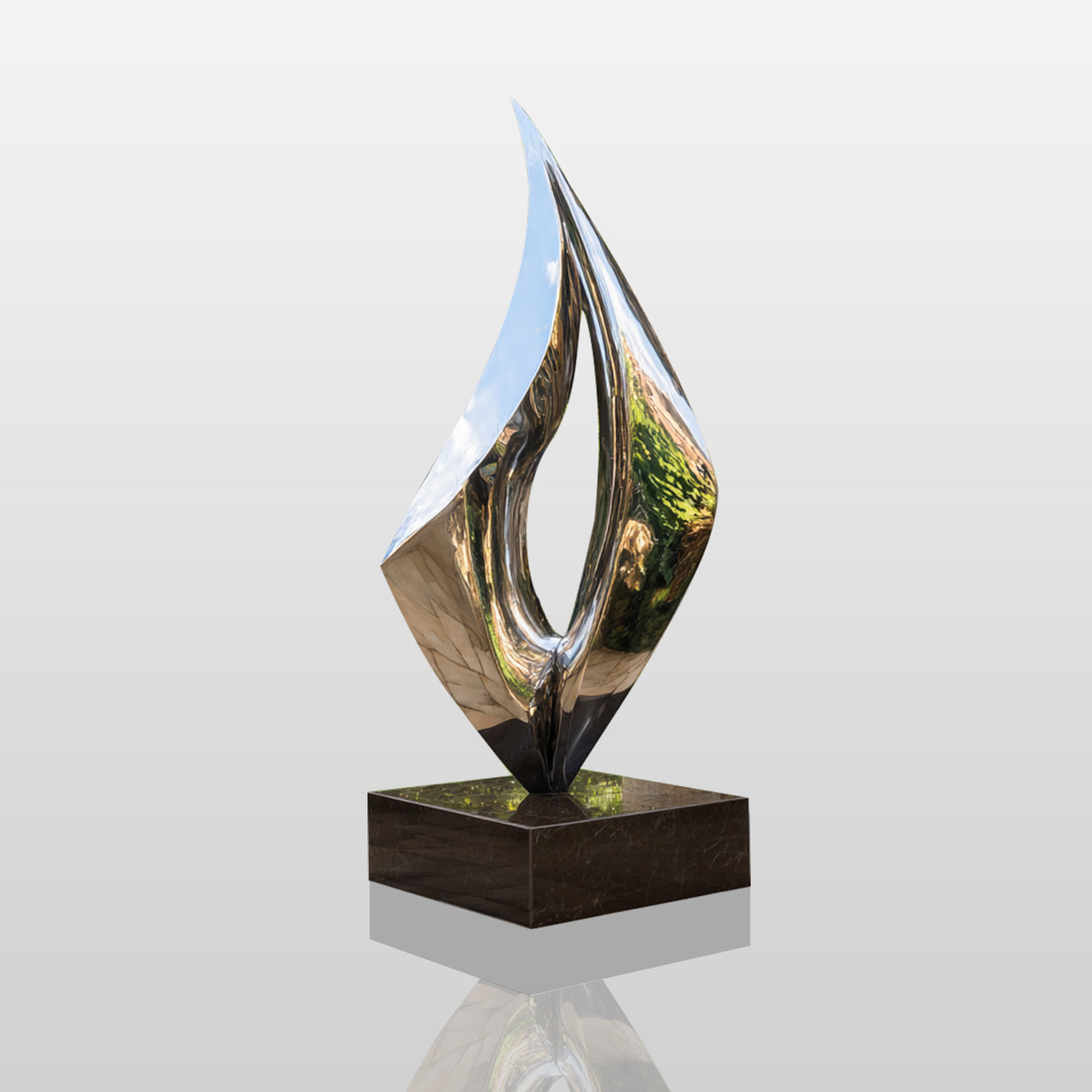 PREMIER Modern Stainless Steel Sculpture with Flame Shape for Outdoor Luxury Villas,Gardens and Private Courtyard PSSS-130-Stainless Steel Sculpture-PREMIER SCULPTURE