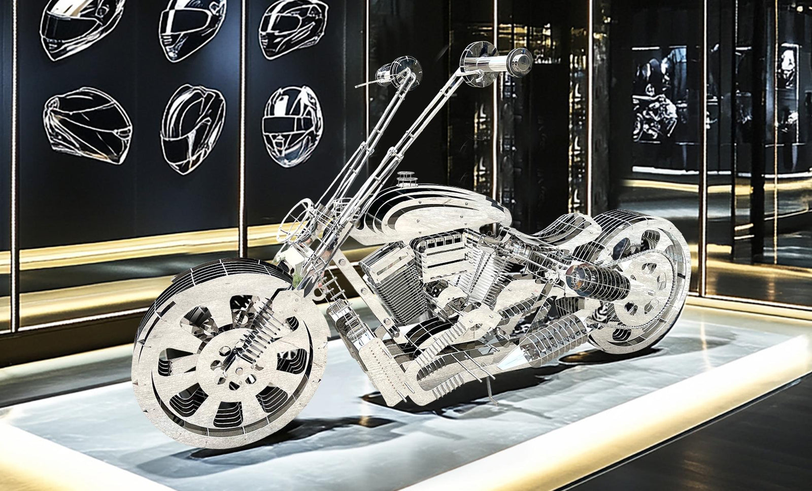 PREMIER Metal Motorcycle Sculpture Industrial Art Collector Piece PSSS-018