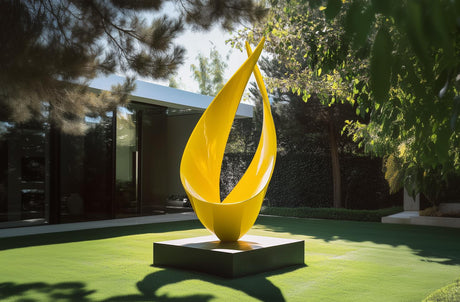 PREMIER Yellow Abstract Sculpture Modern Outdoor Art for Gardens PSSS-071