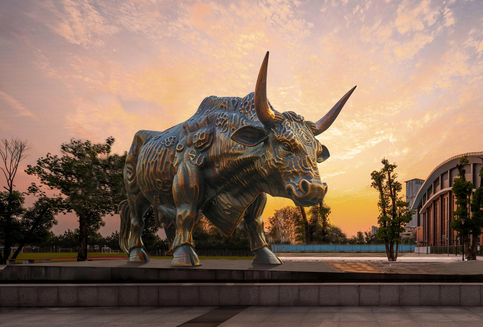 Large Bull Bronze Sculpture