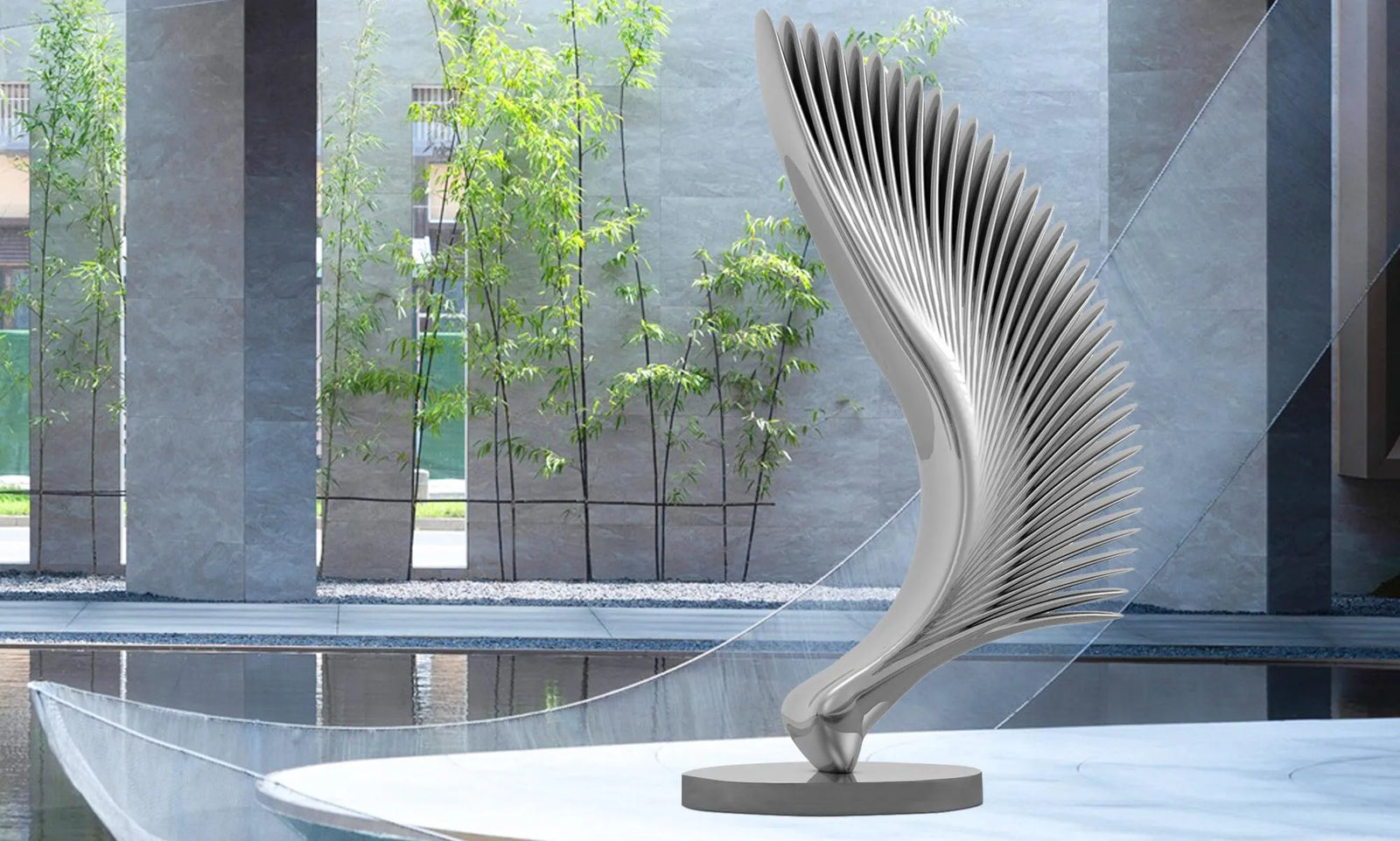 PREMIER Modern Art Sculpture Custom Abstract Half-Wing Wings Stainless Steel Sculpture Artwork PSSS-017