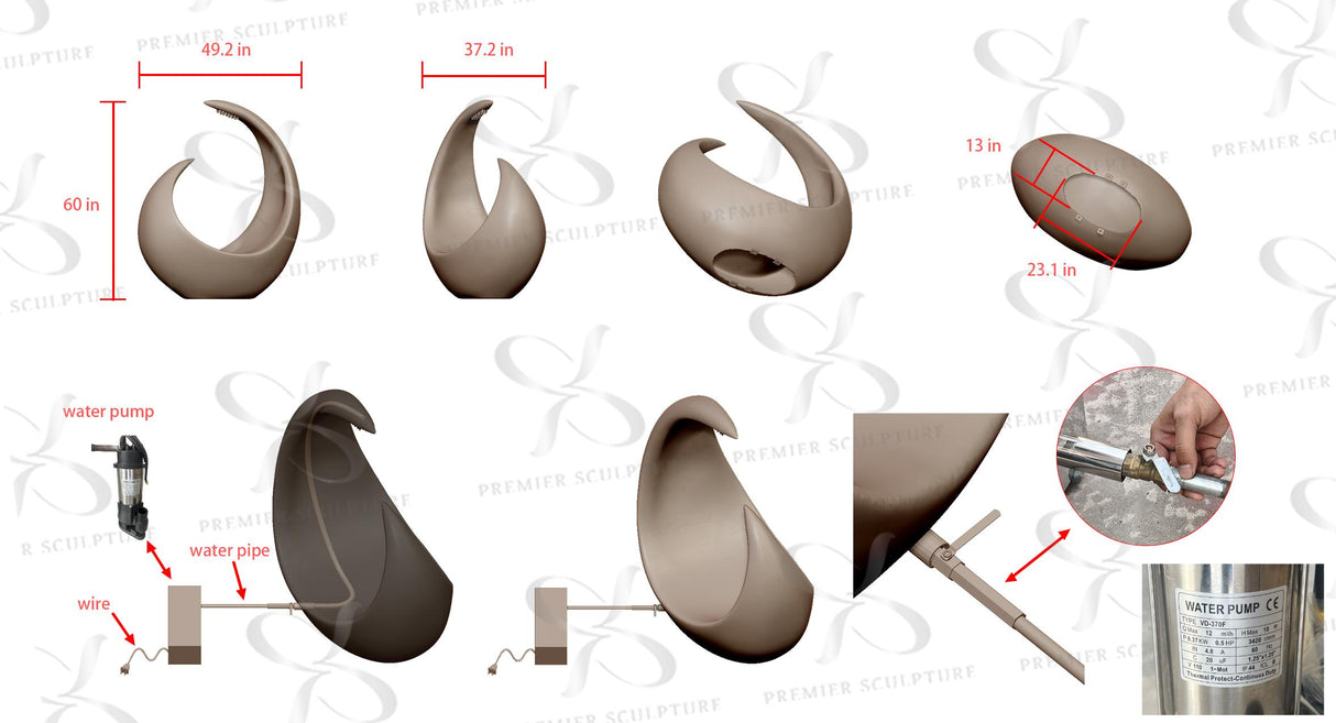 PREMIER Abstract Stainless Steel Sculpture PSSS-136 with Pump -Custom Link for Jared Anderson