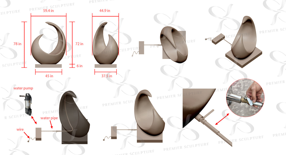 PREMIER Abstract Stainless Steel Sculpture PSSS-136 with Pump -50% Deposit payment for Lydia Mlouhi