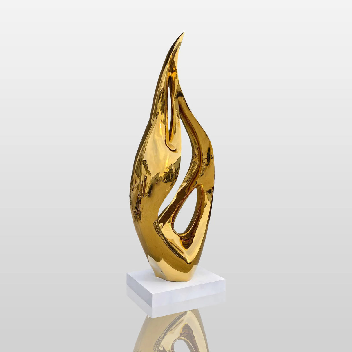 PREMIER Modern Stainless Steel Flame Sculpture 34.8"W x 96"H x 20"D PSIS-006-Stainless Steel Sculpture-PREMIER SCULPTURE