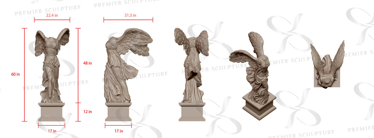PREMIER Winged Nike Victory of Samothrace Goddess Cast Marble Statue PSM-021 -Custom Link for Tony Kim