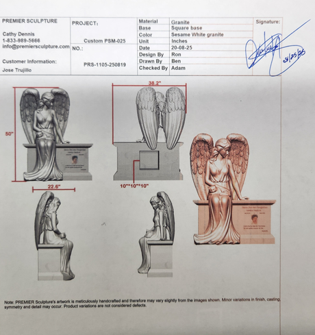 PREMIER Custom Headstone PSM-025-30% Deposit payment-Custom Link for Jose Martin Trujillo