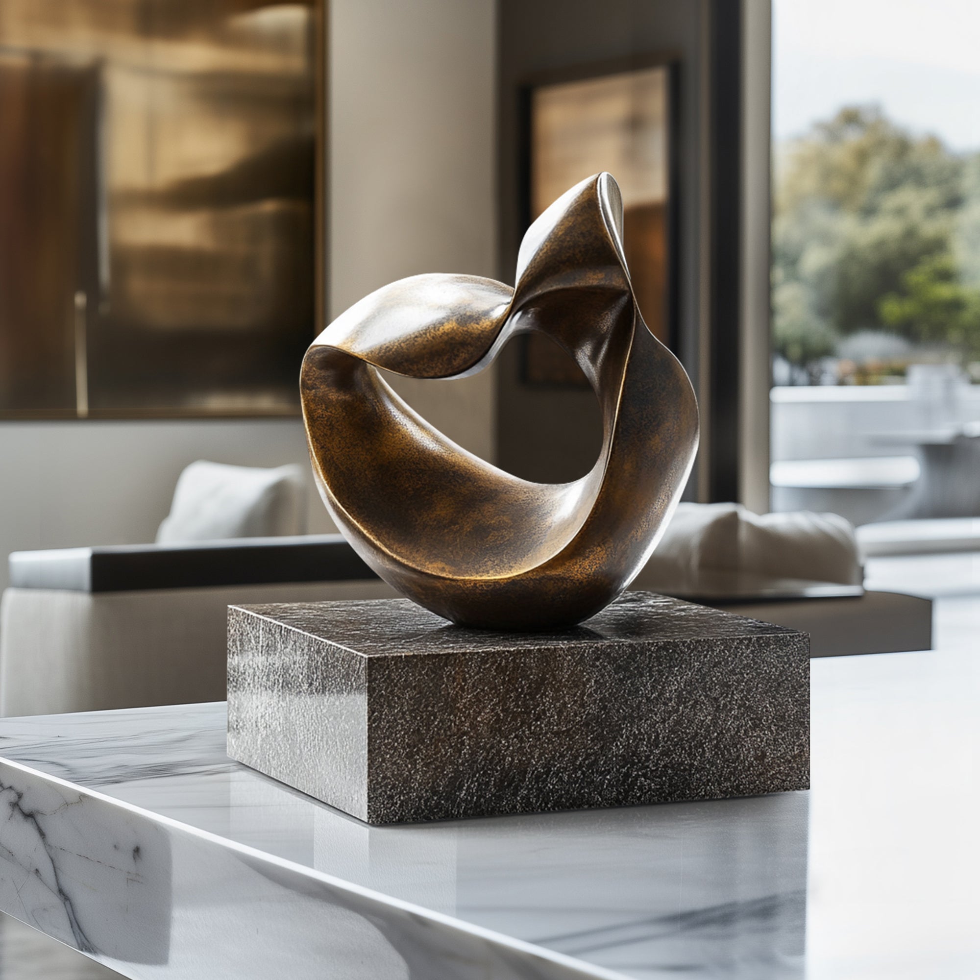 PREMIER Bronze Abstract Tabletop Sculpture Contemporary Art for