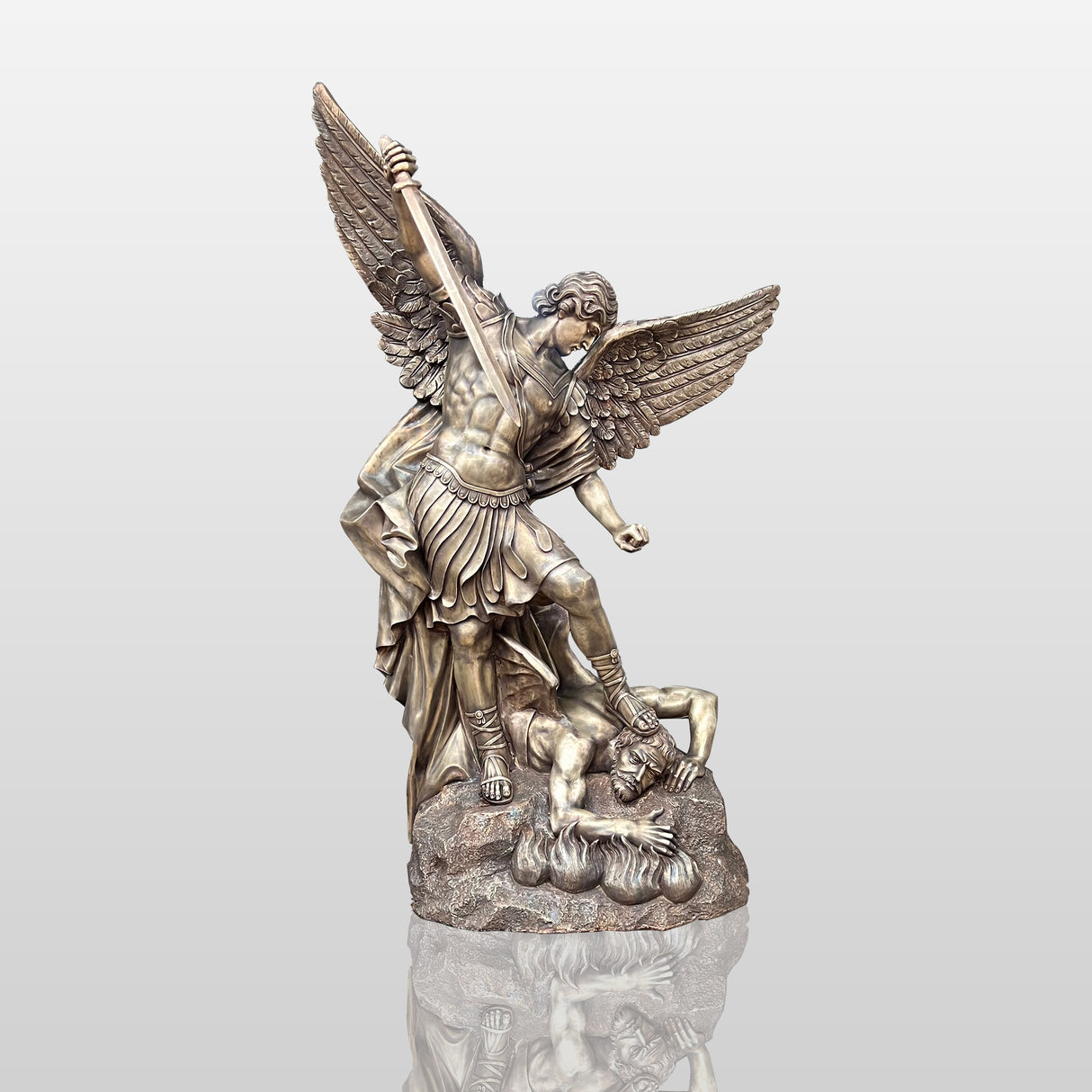 PREMIER Bronze Saint Michael Sculpture The Archangel Statue for Memorial Spaces PSB-038-Bronze Sculpture-PREMIER SCULPTURE