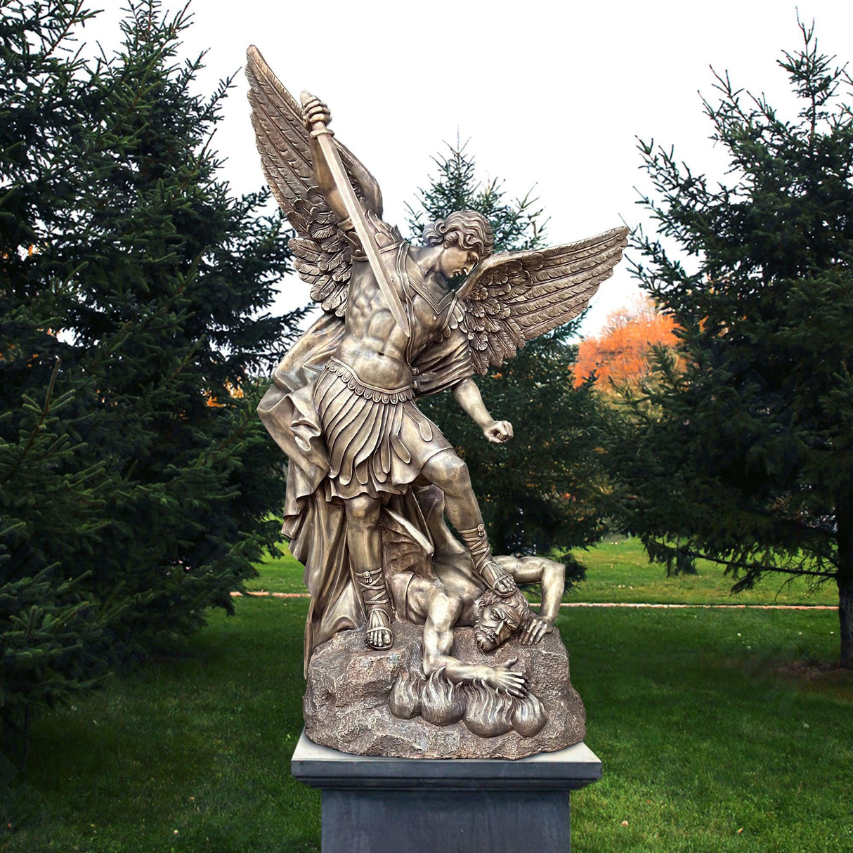 PREMIER Bronze Saint Michael Sculpture The Archangel Statue for Memorial Spaces PSB-038-Bronze Sculpture-PREMIER SCULPTURE