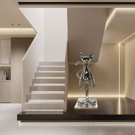 PREMIER Cat Sculpture Stainless Steel Home Decor Abstract Contemporary Sculpture PSSS-008-Stainless Steel Sculpture-PREMIER SCULPTURE