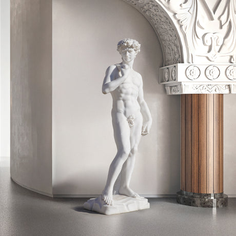 PREMIER Classic White Marble David Sculpture Handcrafted Art Replica Statue of David PSM-030-Marble sculpture-PREMIER SCULPTURE