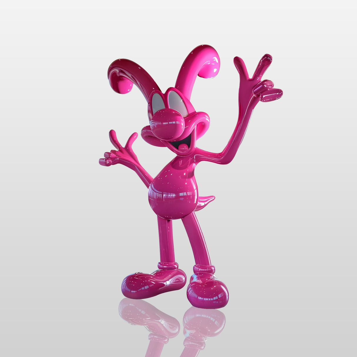 PREMIER Contemporary Pop Art Sculpture Playful Fiberglass Pink Cartoon Rabbit Sculpture PSF-036-Fiberglass Sculpture-PREMIER SCULPTURE