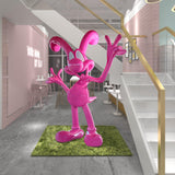 PREMIER Contemporary Pop Art Sculpture Playful Fiberglass Pink Cartoon Rabbit Sculpture PSF-036-Fiberglass Sculpture-PREMIER SCULPTURE