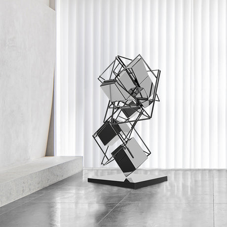 PREMIER Contemporary Sculpture Stainless Steel Suspended Geometric Cube Art Sculpture PSSS-027-Stainless Steel Sculpture-PREMIER SCULPTURE