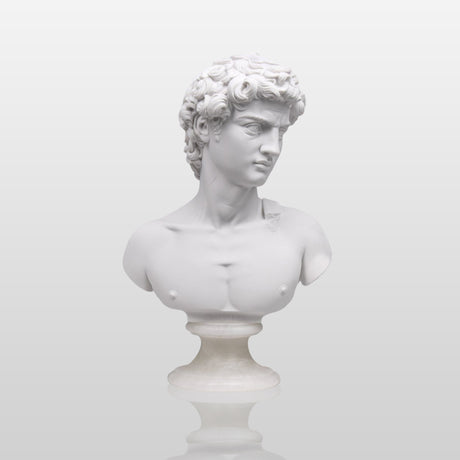 PREMIER David Bust Sculpture White Marble Classic Art Piece PSTTM-011-Stainless Steel Sculpture-PREMIER SCULPTURE